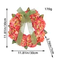 Pink and orange hydrangea wreath with green ribbon, 30cm autumn door hanging decor - Small Hydrangea (H2-24) / 30cm