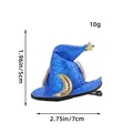 Pinza de pelo mini sombrero de bruja azul brillante de Halloween con luna y estrella - Talla única / Azul