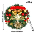 Large 40cm Christmas wreath decorated with double gold bells and red velvet bows - Angel Twin Bells Christmas Wreath (J1-6) / 40CM