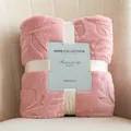 Soft pink flannel jacquard throw blanket for sofa and office nap with gift packaging - 70*100CM / Pink