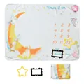 Baby milestone blanket with moon and rabbits pattern, includes star and rectangle frames - 配标记框 / Moon Rabbit