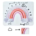 Rainbow patterned baby milestone blanket set with cloud and arrow photo markers - 配标记框 / Rainbow Cloud