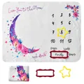 Coffret couverture étape bébé en flanelle avec motif lune fleurie et cadres de marquage - 配标记框 / 梅花月亮