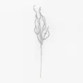 Vista dettagliata del ramo decorativo con glitter argento per albero di Natale e ghirlande. - 34cm / Argento