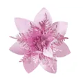 Fiore di Natale artificiale rosa scintillante per decorazione di alberi e fai-da-te - Rosa