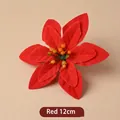 Detailansicht eines roten künstlichen Weihnachtssterns aus Samt, Größe 12 cm - 12cm / Rot
