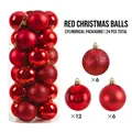Pack de 24 bolas de Navidad rojas brillantes, mates y con purpurina para decorar - Juego de 24 / Rojo / 4cm