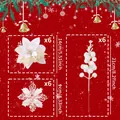 Set da 18 pezzi fiori di Natale artificiali bianchi glitterati e rami di bacche decor - Set da 18 Pezzi (6 Pezzi Ciascuno di 3 Stili) / Bianco Neve