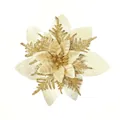 Fleur de poinsettia artificielle dorée scintillante pour la décoration de sapin de Noël - Or
