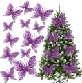 Purple glitter butterfly ornaments for Christmas tree decoration - Purple