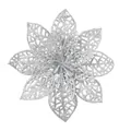 Silver glitter artificial hollow poinsettia flower head for Christmas tree decoration - Hollow Christmas Flower / Silver