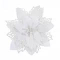 Elegant white glittery artificial Christmas flower poinsettia for holiday tree decor - White