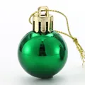 Shiny green Christmas ball ornament with gold string for holiday tree decoration - 3cm / Shiny Surface / Green