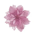 Sparkling pink artificial poinsettia flower with glitter for Christmas tree decor - Pink