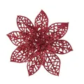 Red glittered hollow artificial poinsettia flower head for Christmas tree decoration - Hollow Christmas Flower / Red