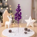 Decorative purple glitter faux berry pick for Christmas tree and DIY wreath accessories - 15-Head with Wire / Purple