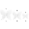 Set of three white glittery hollow butterfly decorations in large, medium, and small sizes. - 12-14cm (Medium) / White