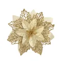 Flor de pascua artificial dorada con purpurina para decoración de árboles y coronas - Dorado