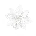 Flor de nochebuena artificial blanca con purpurina y un hermoso diseño hueco - Flor de Navidad Calada / Blanco