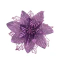 Flor de nochebuena artificial morada brillante para decorar árboles y coronas de Navidad - Púrpura