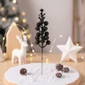 Elegant black glitter artificial Christmas berry pick for festive holiday DIY crafts - 15-Head with Wire / Black