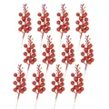 12-pack glitter red berry picks for Christmas tree and wreath DIY decorations - 12 Pieces / Red