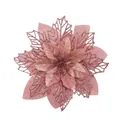 Flor de pascua artificial rosa brillante para decorar el árbol de navidad festivo - Rosa oro