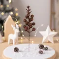 Elegant brown glitter artificial berry pick for festive Christmas tree and DIY wreath decor - 15-Head with Wire / Coffee