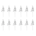 Silver glitter 15-head Christmas berry picks for festive tree and DIY wreath decor - 12 Pieces / Silver