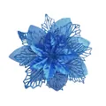 Flor de Navidad artificial azul con purpurina para decorar árboles y guirnaldas - Azul zafiro