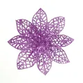 Flor de nochebuena hueca con purpurina púrpura para decorar el árbol de Navidad - Flor de Navidad Calada / Púrpura