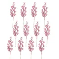Set of 12 artificial pink glitter berry picks for DIY Christmas wreath and tree decor - 12 Pieces / Pink