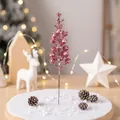Pink glitter artificial berry stem for Christmas tree and DIY wreath decorations. - 15-Head with Wire / Pink