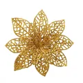 Cabeza de flor de nochebuena artificial dorada con purpurina para árbol de Navidad - Flor de Navidad Calada / Dorado