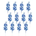 Dekorative blaue Glitzer-Weihnachtsbeerenstiele für Baumschmuck und DIY-Kranzdekorationen - 12 Stück / Blau
