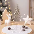 Festive silver glitter berry pick sprig for DIY Christmas tree and wreath decoration - 15-Head with Wire / Champagne