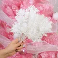 Witte glitter kunstmatige kerstbladeren voor feestelijke DIY-boomdecoraties - Witte Dennennaald