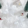 Fiore di stella di Natale bianco a doppio strato per decoro albero di Natale - 24cm / Bianco
