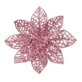 Cabeza de flor de pascua rosa con purpurina hueca para decoración de Navidad - Flor de Navidad Calada / Rosa oro