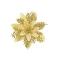 Fiore di stella di Natale artificiale dorato scintillante per la decorazione dell'albero - Unità Singola / Oro chiaro