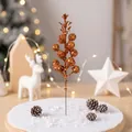 Glittery bronze artificial berry stem for DIY Christmas wreath and tree decoration - 15-Head with Wire / Bronze