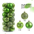 Set di palline di Natale verdi 6cm con finiture glitter opache e lucide - Set da 24 / Verde mela / 3cm