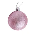 Sparkly pink Christmas ball ornament for tree decoration with silver hanging string - 3cm / Glitter Ball / Pink