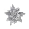 Silver glitter artificial Christmas poinsettia flower head for holiday decor - Pine Needle Christmas Flower / Silver