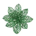 Flor de nochebuena artificial hueca con purpurina verde para árbol de Navidad - Flor de Navidad Calada / Verde