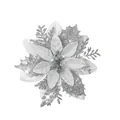Fiore di stella di Natale artificiale con glitter argento per l'albero di Natale - Unità Singola / Argento
