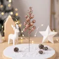 Rose gold glittery artificial berry stem for Christmas DIY tree and wreath decoration - 15-Head with Wire / Rose Gold