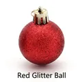 Festive red glitter Christmas ball ornament for holiday tree and party decoration - 3cm / Glitter Ball / Red