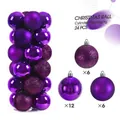 Dettaglio set 24 palline di Natale viola da 6cm con finiture glitterate, opache e lucide - Set da 24 / Viola / 3cm