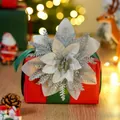 Fiore di stella di Natale artificiale con glitter argento per l'albero - Argento